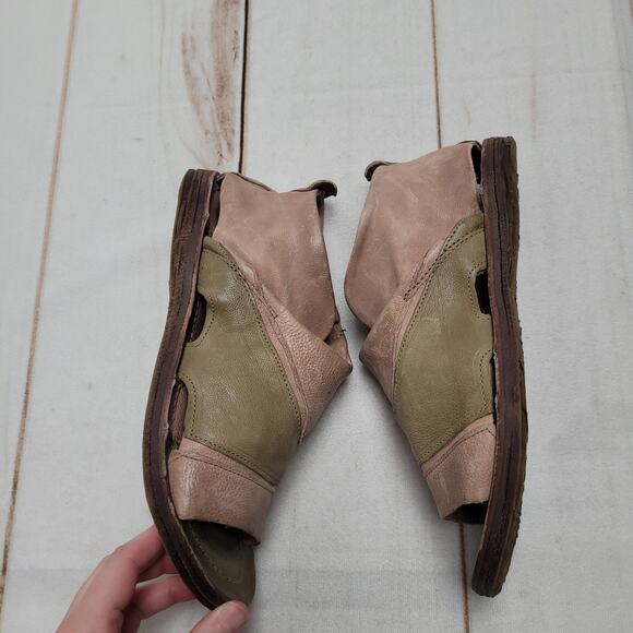 A.S. 98 Remini patchwork leather sandals olive green brown boho Renaissance - Picture 3 of 8